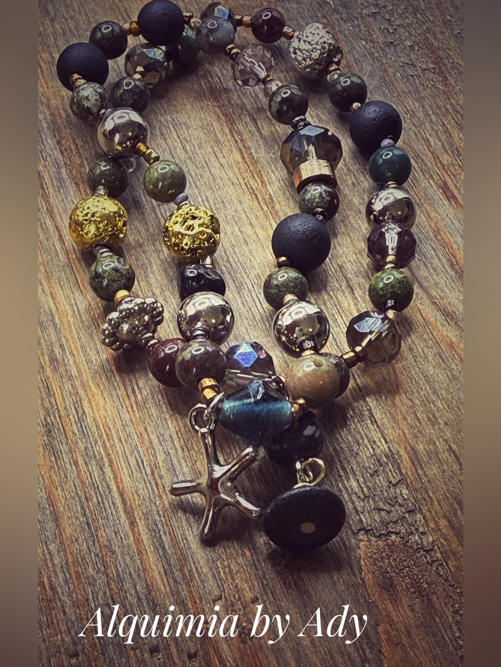 Silver green agate beaded bracelet duo + SHELLS